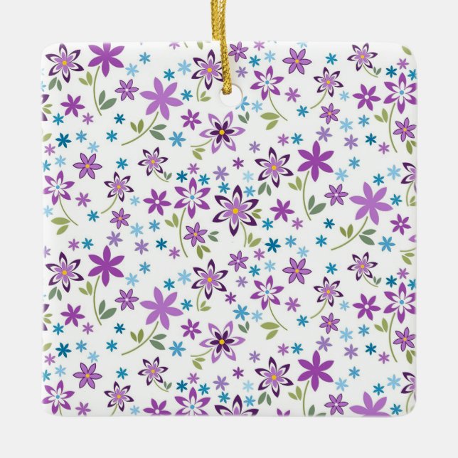 Ornamento De Cerâmica Xmas Gift Bonito Ditsy Floral (Frente)
