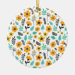 Ornamento De Cerâmica Xmas Gift Bonito Mão Cortada Floral Desenhada Colo