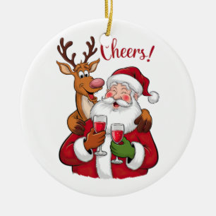 Ornamento De Cerâmica Xmas Gift Cheer Papai Noel