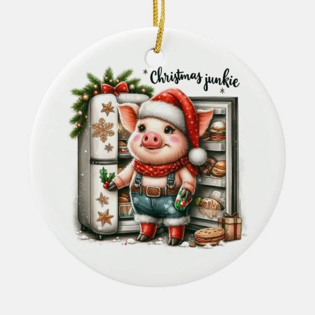 Ornamento De Cerâmica Xmas Gift Christmas Junkie (Frente)