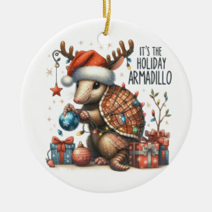 Ornamento De Cerâmica Xmas Gift É o Arnadillo Feriado