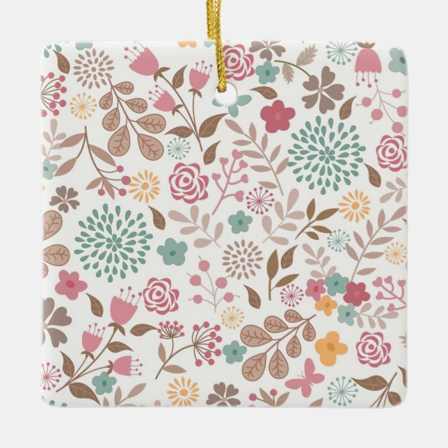Ornamento De Cerâmica Xmas Gift Floral 4 Seasons (Frente)