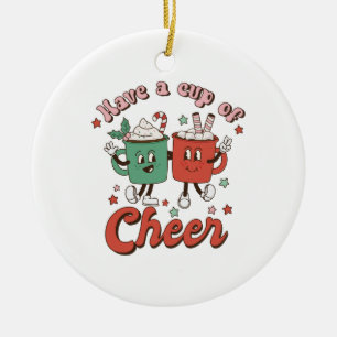Ornamento De Cerâmica Xmas Gift Mover Uma Xícara De Saúde