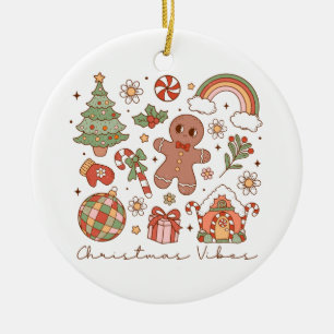 Ornamento De Cerâmica Xmas Gift Vibes de Natal