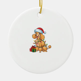 Ornamento De Cerâmica Xmas Lighting Santa Hat Poodle Natal _1