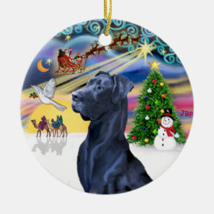 Ornamento De Cerâmica Xmas Magic* -Blue Great Dane (Cabeça) (orelhas nat