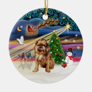 Ornamento De Cerâmica Xmas Magic - Bruxelas Griffon (vermelho)