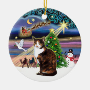 Ornamento De Cerâmica Xmas Magic - gato Calico (ASH)