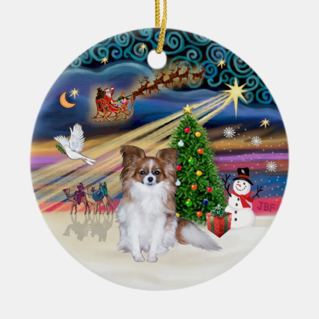Ornamento De Cerâmica Xmas Magic - Red Sable Papillon (Frente)