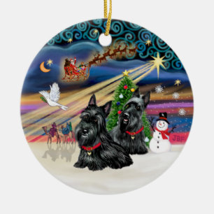 Ornamento De Cerâmica Xmas Magic - Scotties (DOIS)