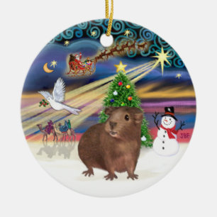 Ornamento De Cerâmica Xmas Magic - Suíno castanho-guincho