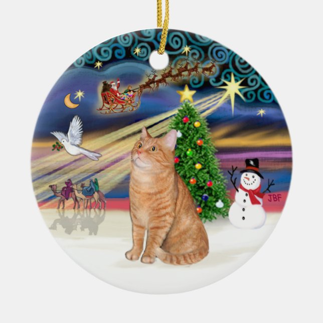 Ornamento De Cerâmica Xmas Magic - Tabby cat 40 (Frente)