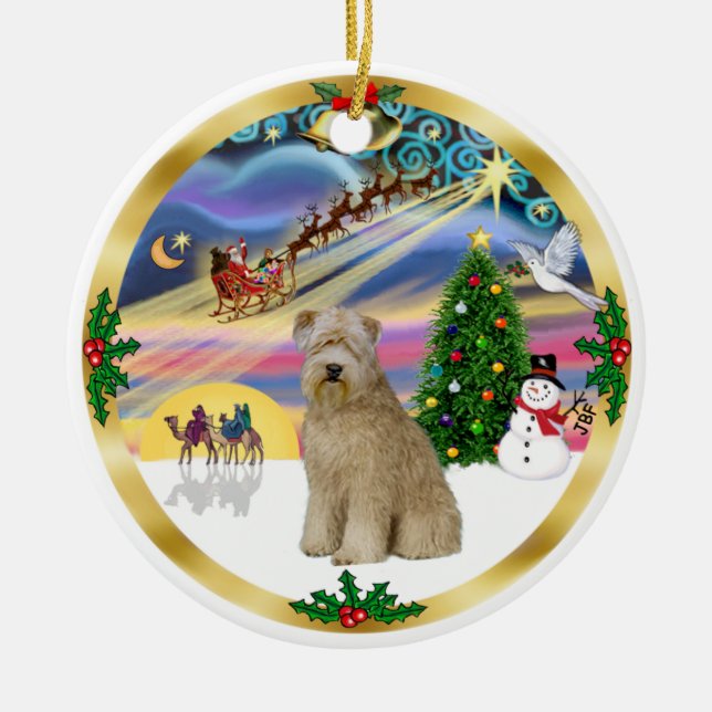 Ornamento De Cerâmica Xmas Magic-Wheaten Terrier 8 (Frente)