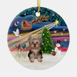 Ornamento De Cerâmica Xmas Magic - Yorkshire Puppy