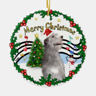 Ornamento De Cerâmica Xmas Music 1 - MC - Irish Wolfhound (chapéu)