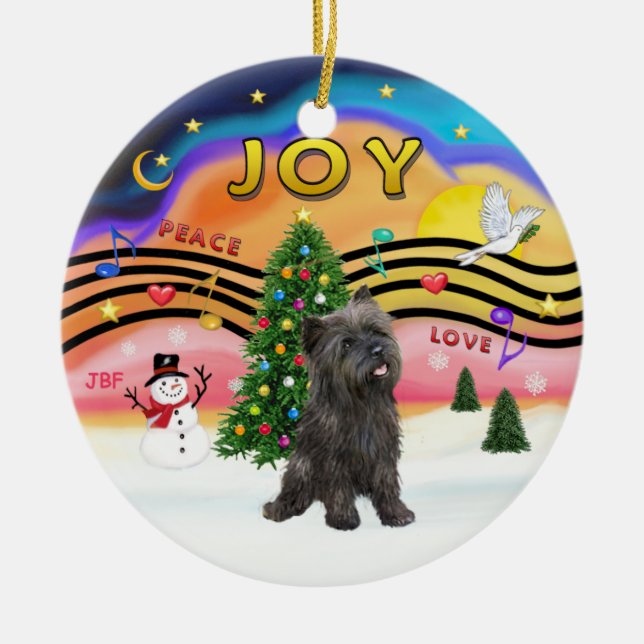 Ornamento De Cerâmica Xmas Music 2 - Cairn Terrier (brindle 21) (Frente)