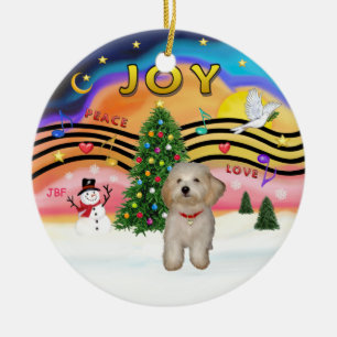 Ornamento De Cerâmica Xmas Music 2 - Cãozinho Havanês