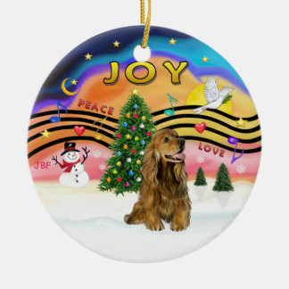Ornamento De Cerâmica Xmas Music 2 - Cocker (castanho)