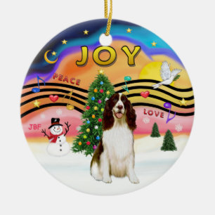 Ornamento De Cerâmica Xmas Music 2 - English Springer (fígado)