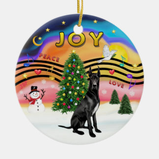 Ornamento De Cerâmica Xmas Music 2 - Great Dane (preto - cortado)