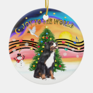 Ornamento De Cerâmica Xmas Music 2 - Jo y- Bernese Mountain Dog