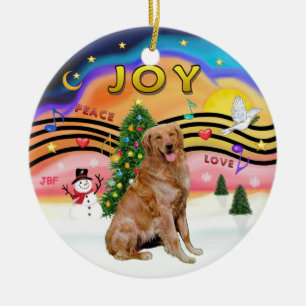 Ornamento De Cerâmica Xmas Music 2 - Ouro Retriever 3
