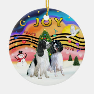Ornamento De Cerâmica Xmas Music 2 - Springers Ingleses (2 preto-branco)