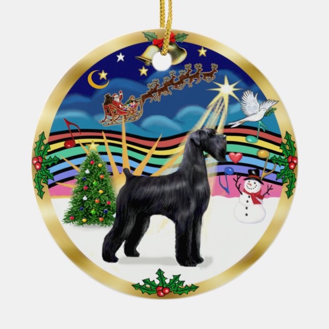 Ornamento De Cerâmica Xmas Music 3 - Black Giant Schnauzer (Frente)