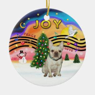 Ornamento De Cerâmica Xmas Music - Bulldog Francês (pai)