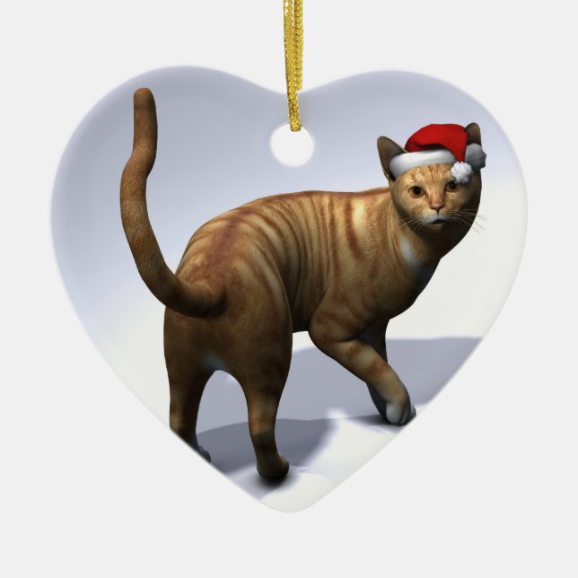 Ornamento De Cerâmica Xmas Orange Tabby (Frente)