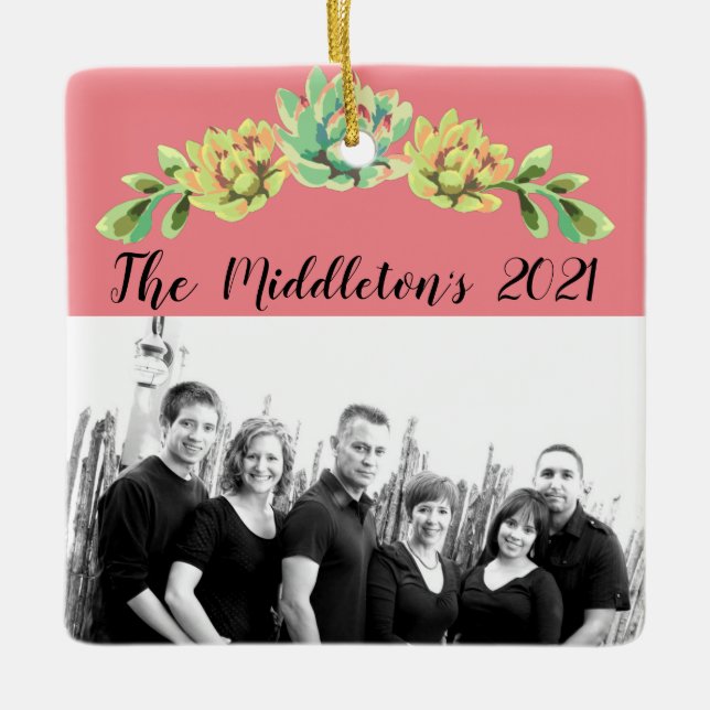 Ornamento De Cerâmica XMAS Ornament Bohemian Cactus Succule Personalizad (Frente)