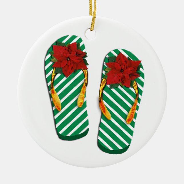 Ornamento De Cerâmica Xmas Party Flip Flops (Frente)