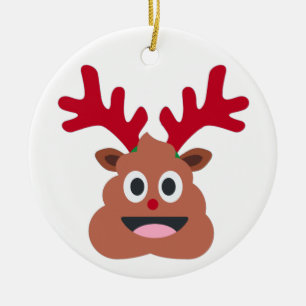 Ornamento De Cerâmica xmas reindeer poo emoji