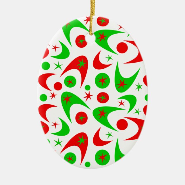 Ornamento De Cerâmica Xmas Retro Boomerangs (Frente)