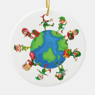 Ornamento De Cerâmica xmas santa claus elves