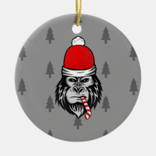 Ornamento De Cerâmica xmas santa claus gorilla