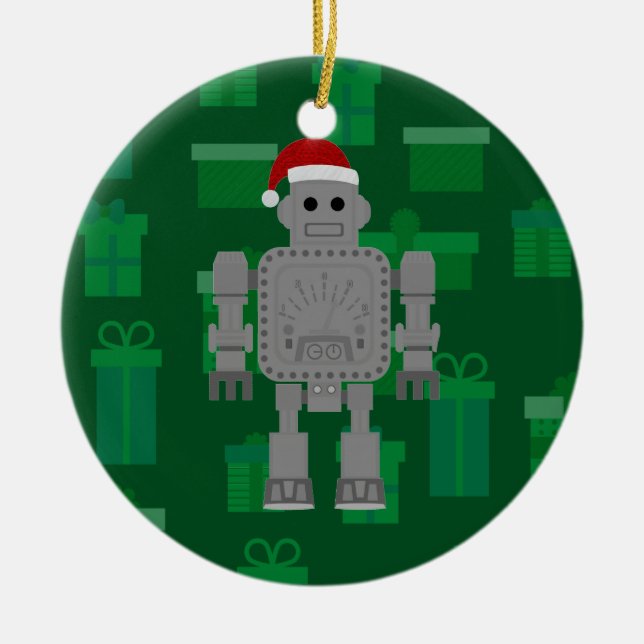 Ornamento De Cerâmica xmas santa claus robot (Frente)
