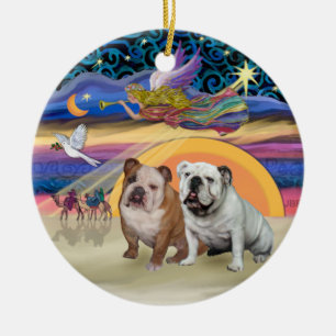 Ornamento De Cerâmica Xmas Star - Dois Bulls Ingleses