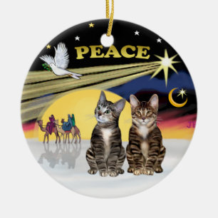 Ornamento De Cerâmica Xmas Star - Dois Gatos Comprimidos (AmSH)