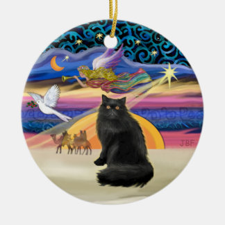 Ornamento De Cerâmica Xmas Star - Gato Pérsico Negro