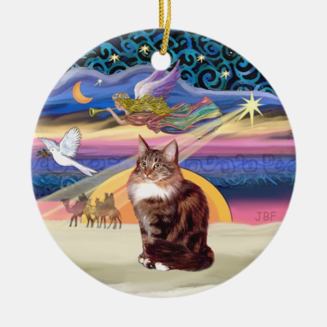 Ornamento De Cerâmica Xmas Star - Maine Coon cat 9 (Frente)