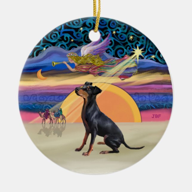 Ornamento De Cerâmica Xmas Star - Manchester Terrier (Frente)