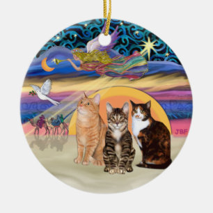 Ornamento De Cerâmica Xmas Star - Três gatos (AmSH)