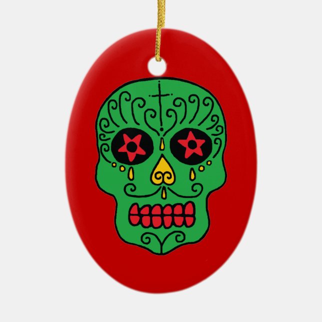 Ornamento De Cerâmica Xmas Sugar Skull (Frente)