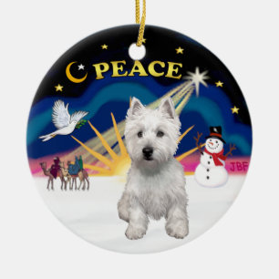 Ornamento De Cerâmica Xmas Sunrise - West Highland Terrier