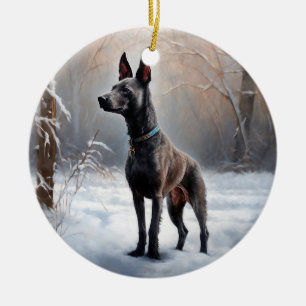 Ornamento De Cerâmica Xoloitzcuintli Deixe Nevar Natal