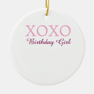 Ornamento De Cerâmica Xoxo aniversário menina nome rosa malva simples am