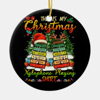 Ornamento De Cerâmica Xylofone de Natal Reproduzindo Três Papais noeis E