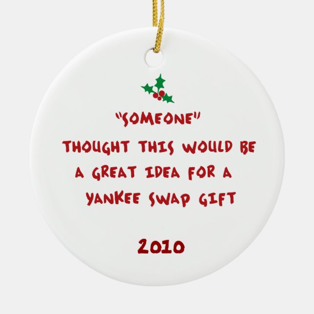 Ornamento De Cerâmica Yankee Swap - Holly & Berries (Frente)