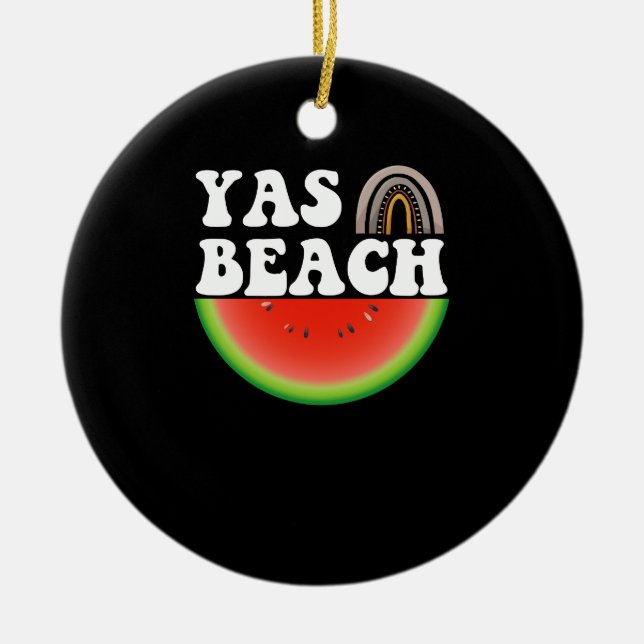 Ornamento De Cerâmica Yas Beach Watermelon Summer Vacation Beach Gift (Frente)